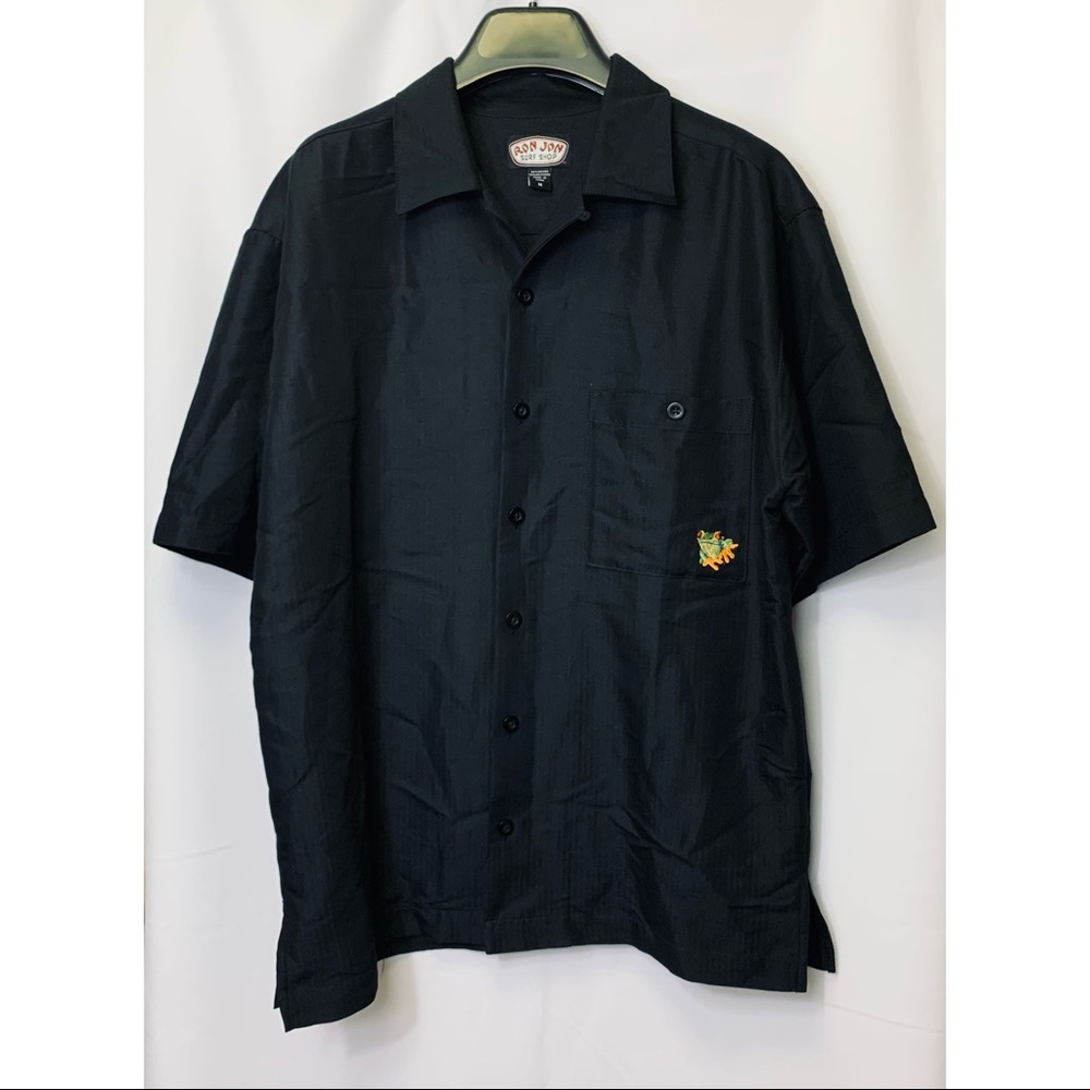 RON JON SURF SHOP Button Down Black Graphic Short Sleeve Shirt Men’s Size M